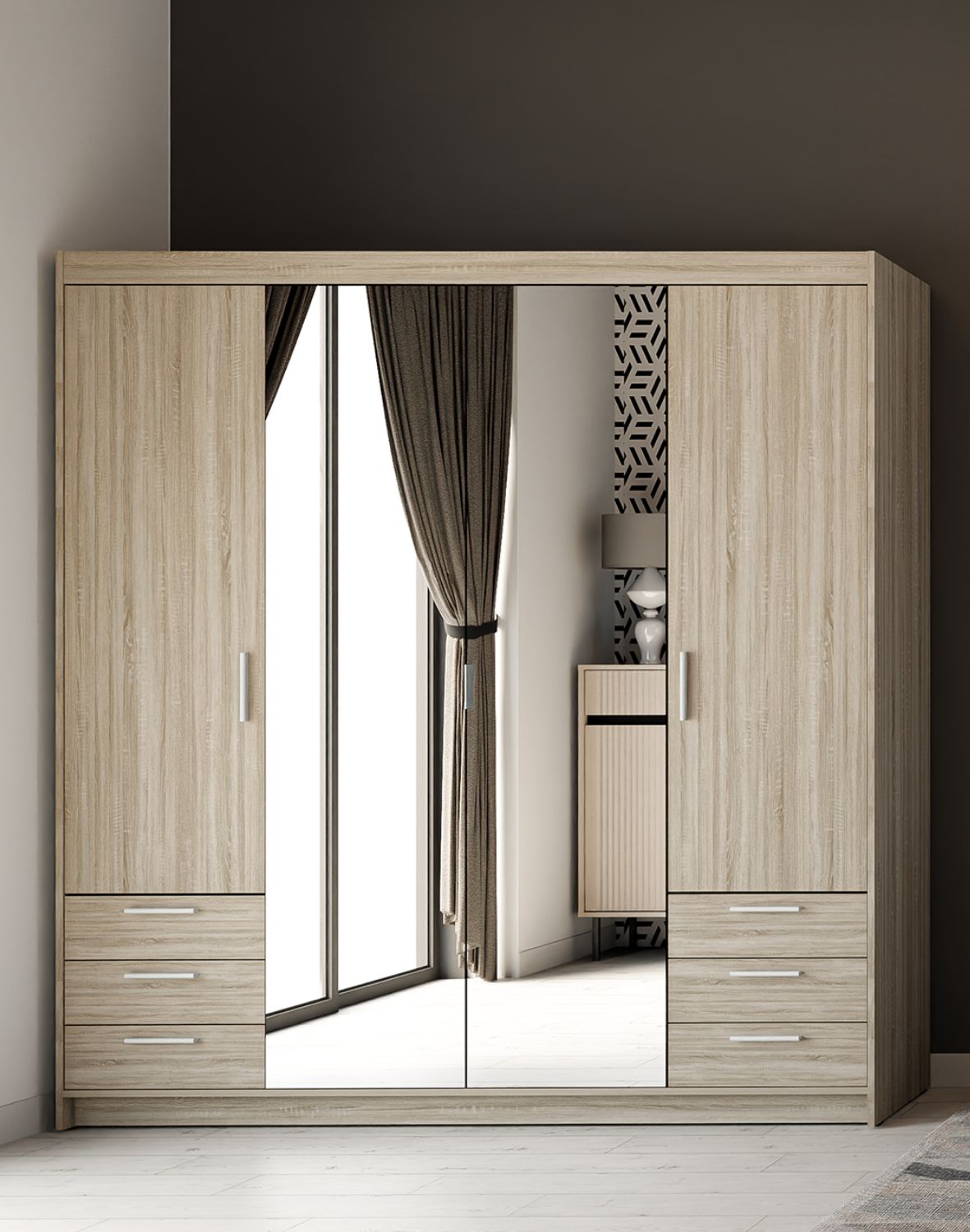 szafa elena 4d6s z lustrem dab sonoma