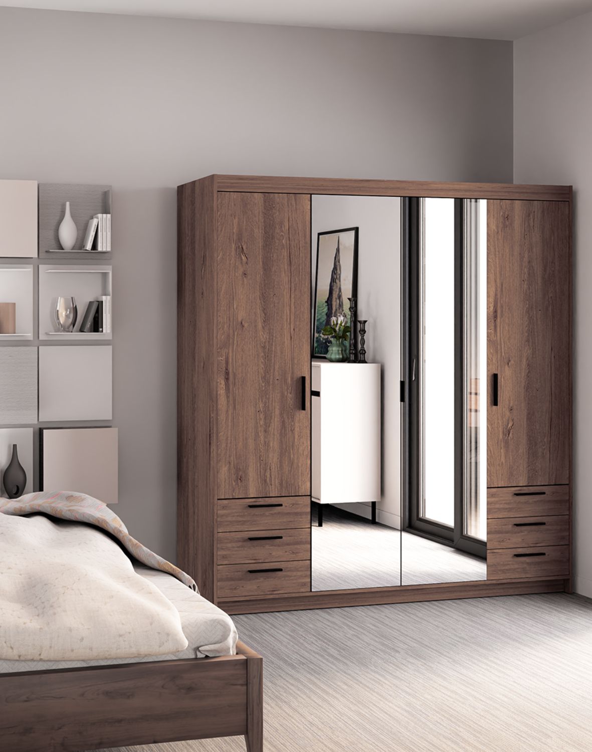 szafa elena 4d6s z lustrem dab lefkas