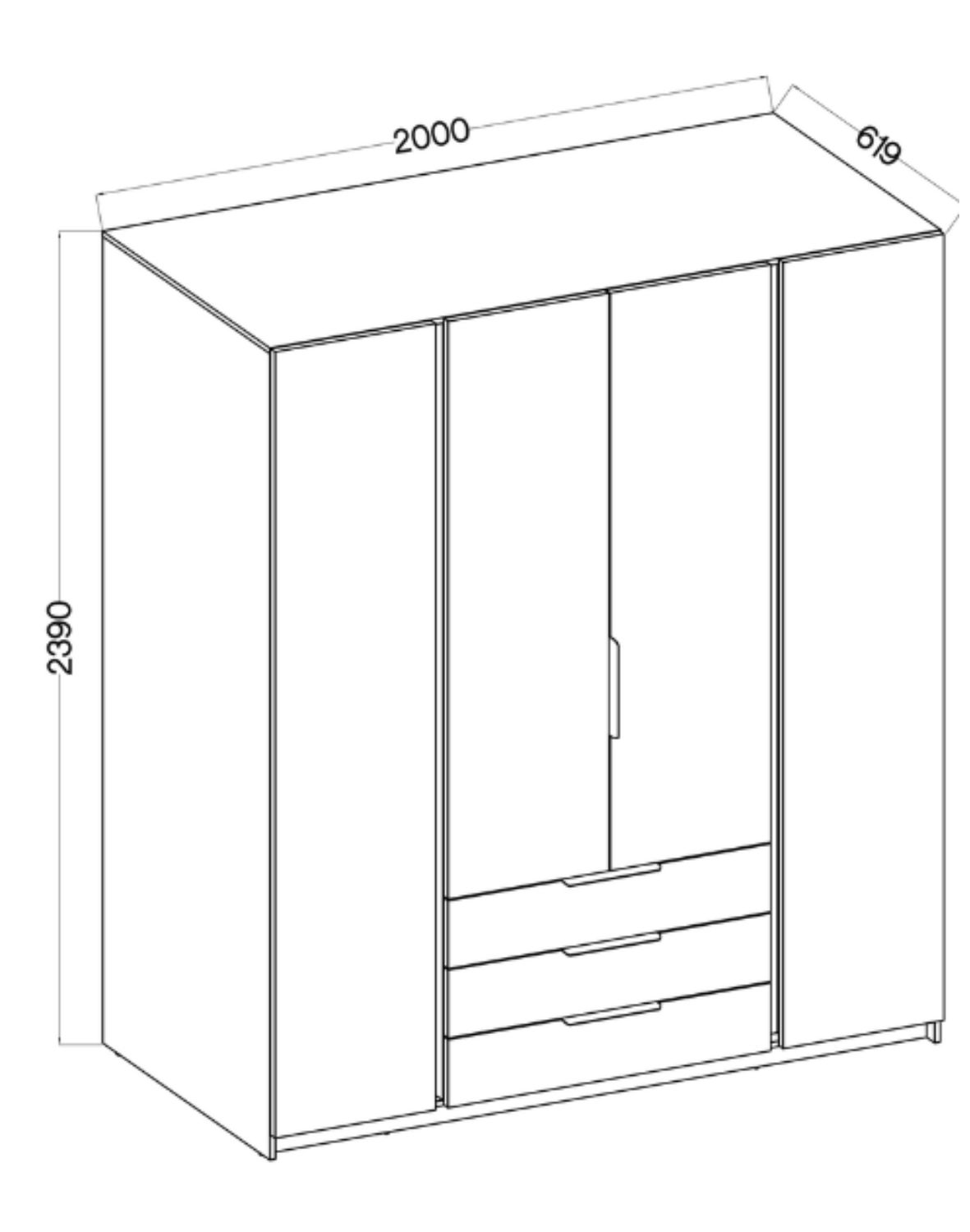 Szafa 4-drzwiowa z lustrami i szufladami Kaja dąb Evoke (EV/EV 2F 2 lustro 3S)