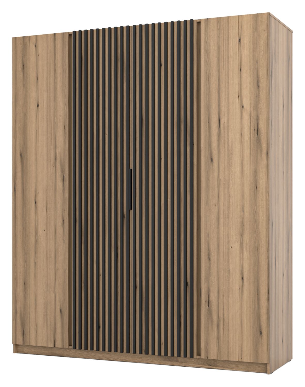 Szafa 4-drzwiowa z lamelami Kaja EV/EV-BL 2F, 2LAM Dąb Evoke, Czarne Lamele