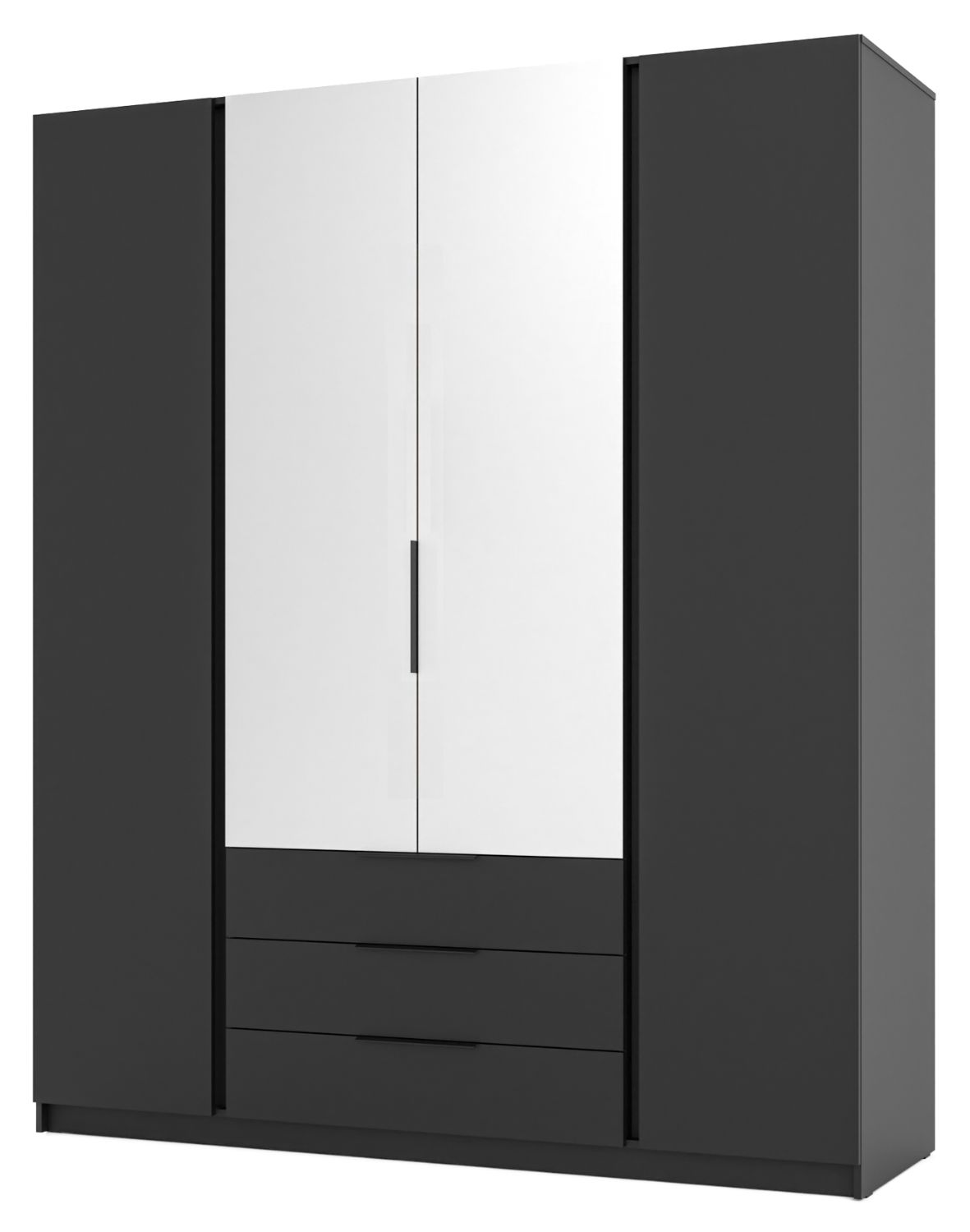 Szafa 4-drzwiowa z lustrami i szufladami Kaja Czarny (BL/BL F 2 lustro 3S)