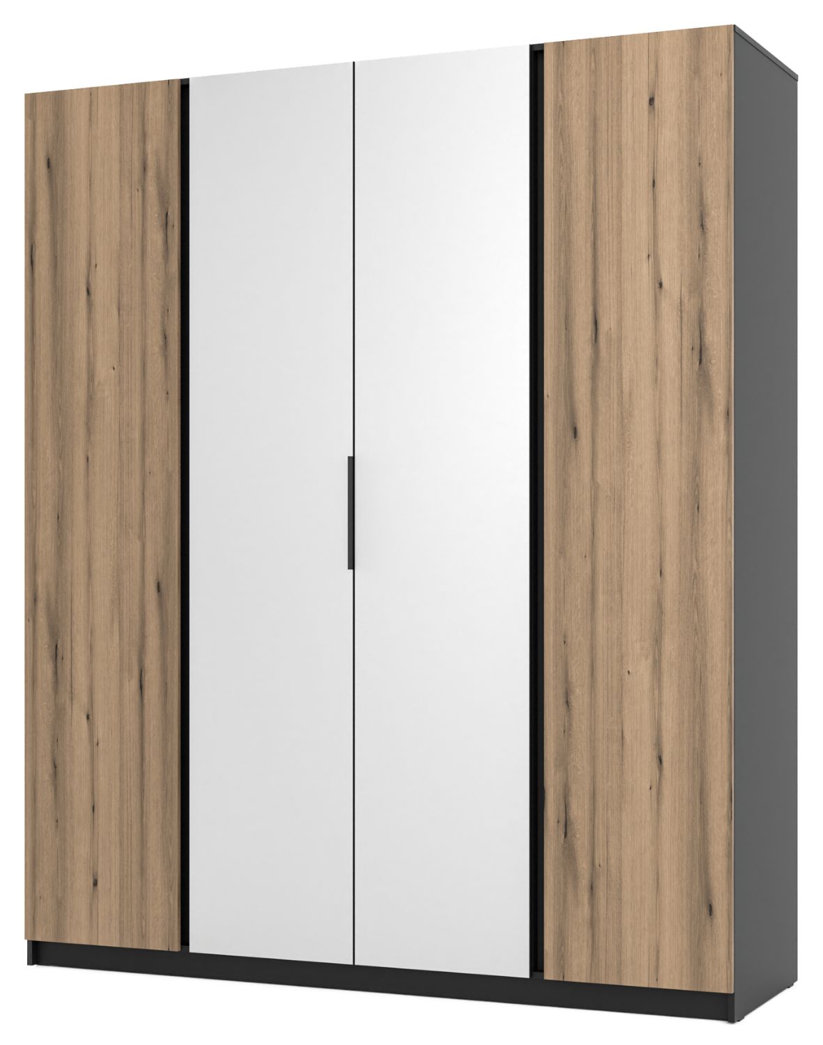 Szafa 4-drzwiowa z lustrami Kaja BL/EV 2F, 2 Lustro Dąb Evoke, Czarny