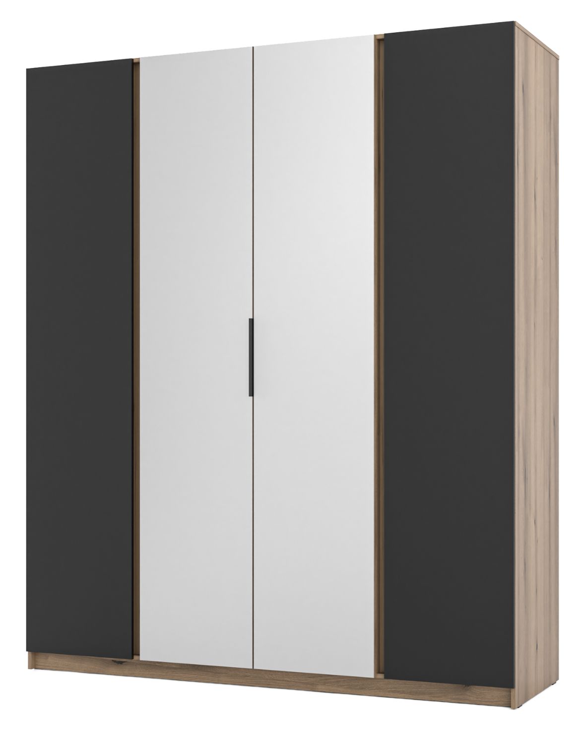 Szafa 4-drzwiowa z lustrami Kaja EV/BL 2F, 2 Lustro, Dąb Evoke, Czarny