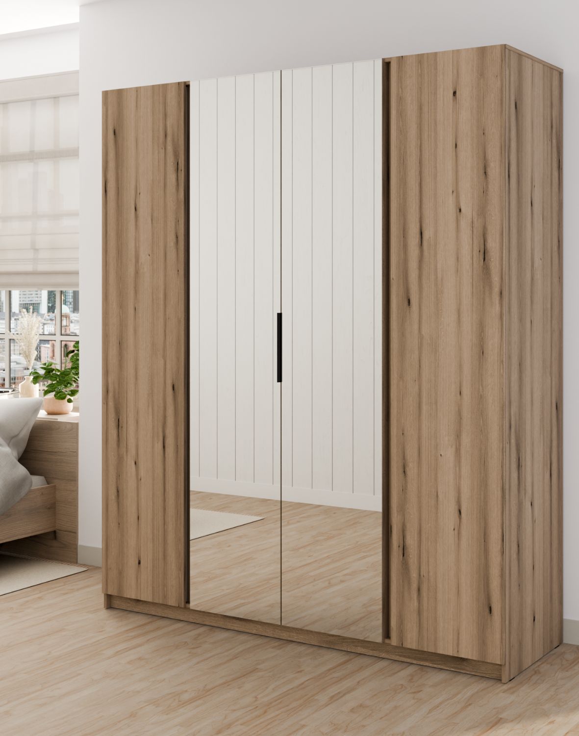 Szafa 4-drzwiowa z lustrami Kaja EV/EV 2F, 2 Lustro, Dąb Evoke