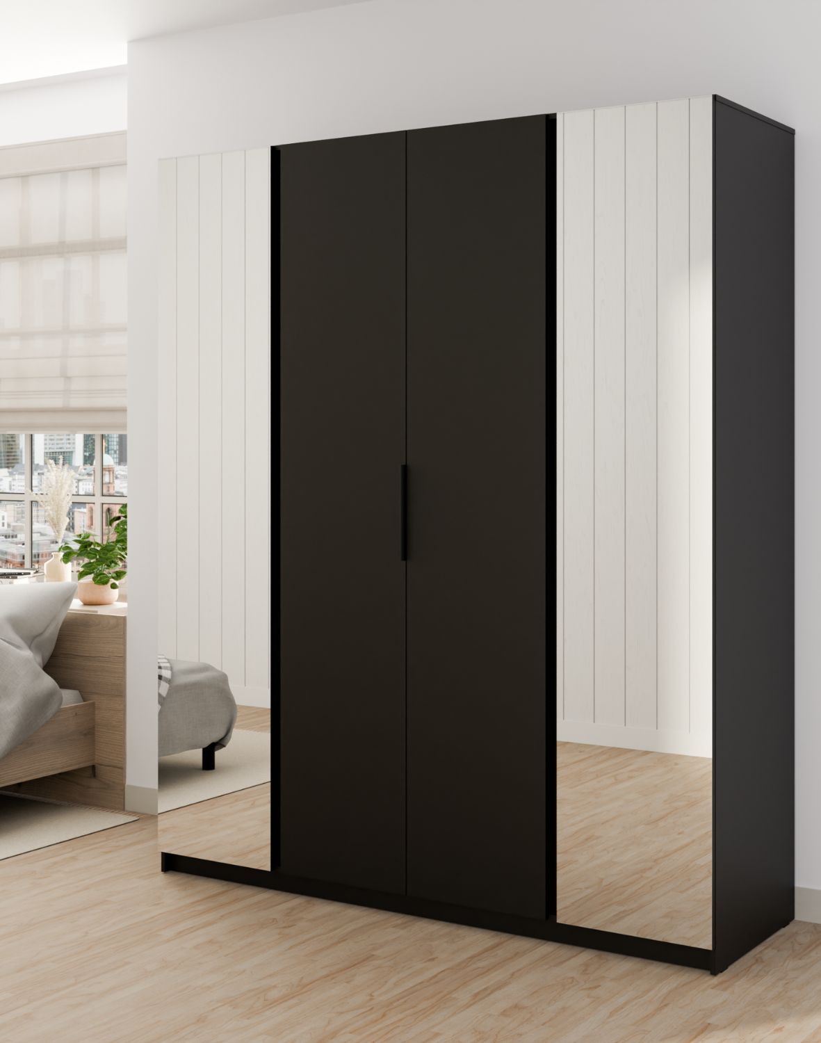 Szafa 4-drzwiowa z lustrami Kaja BL/BL 2 Lustro, 2F Czarny