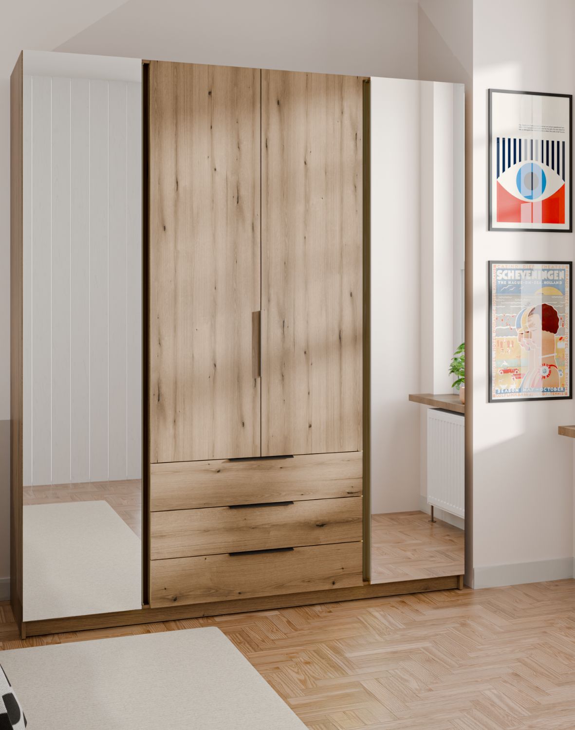 szafa kaja 4drzwiowa z lustrami dab evoke