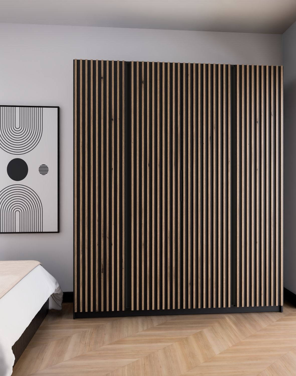 Szafa 4-drzwiowa Kaja BL/EV-BL 4LAM Czarny, Dąb Evoke