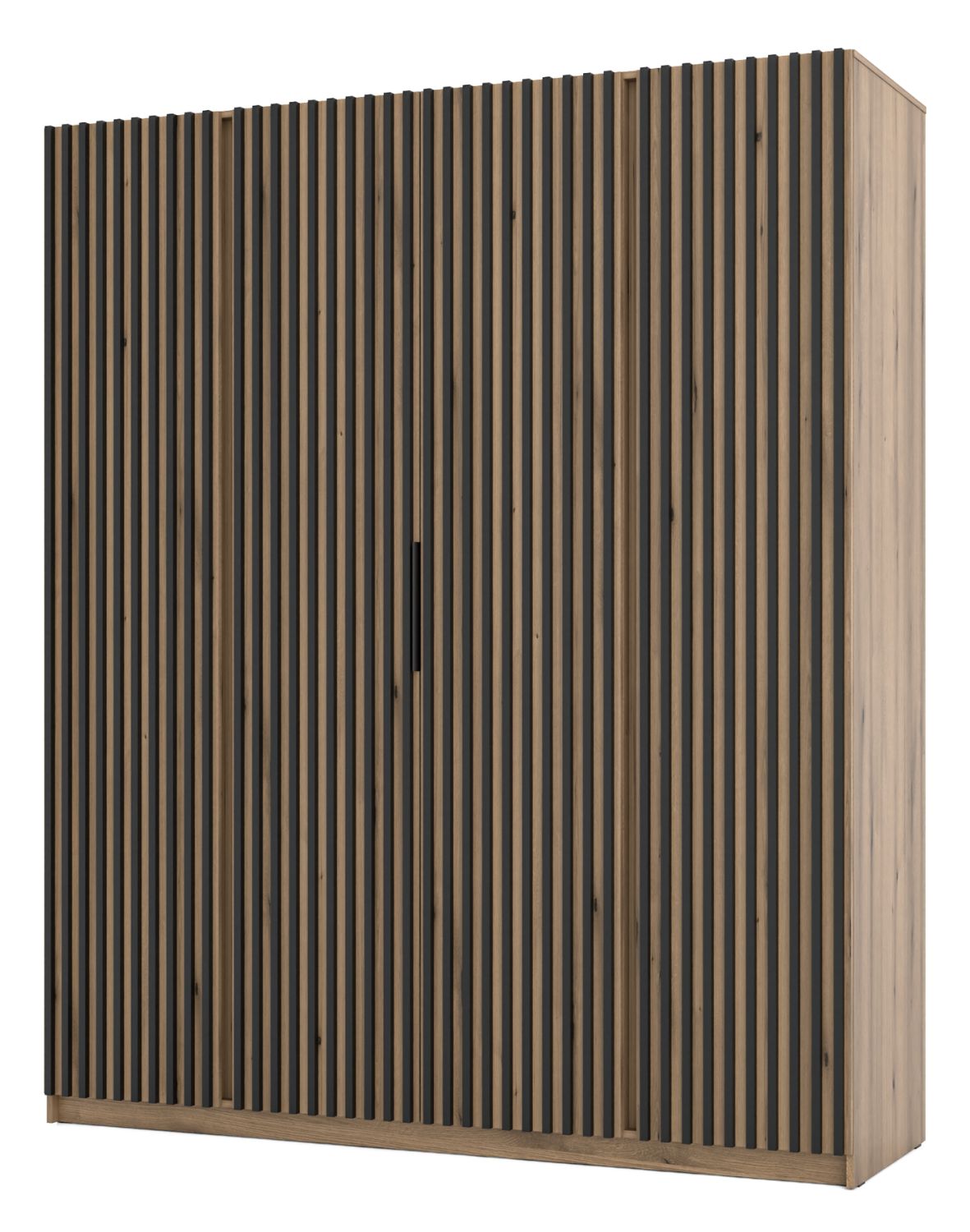 Szafa 4-drzwiowa Kaja EV/EV-BL 4LAM Dąb Evoke, Czarne Lamele