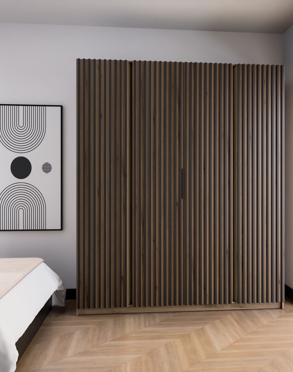 Szafa 4-drzwiowa Kaja EV/EV-BL 4LAM Dąb Evoke, Czarne Lamele