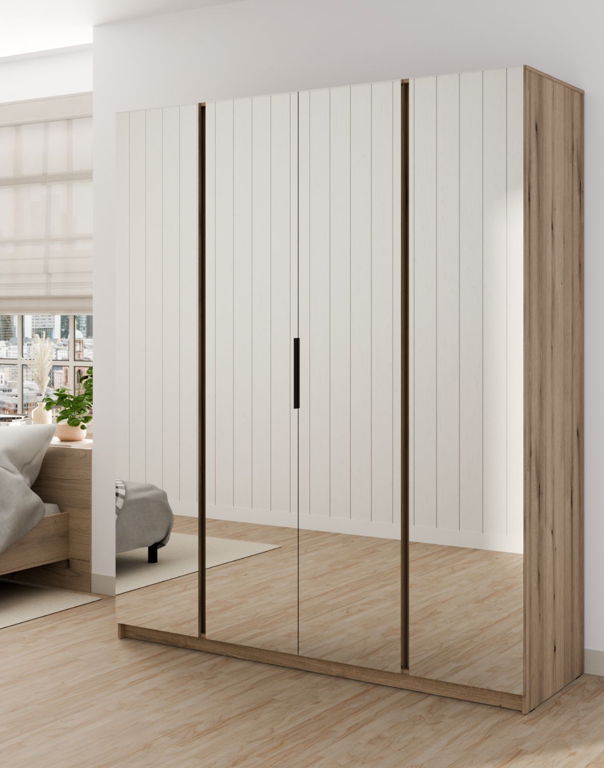 Szafa 4-drzwiowa z lustrami Kaja EV/EV 4 Lustro Dąb Evoke