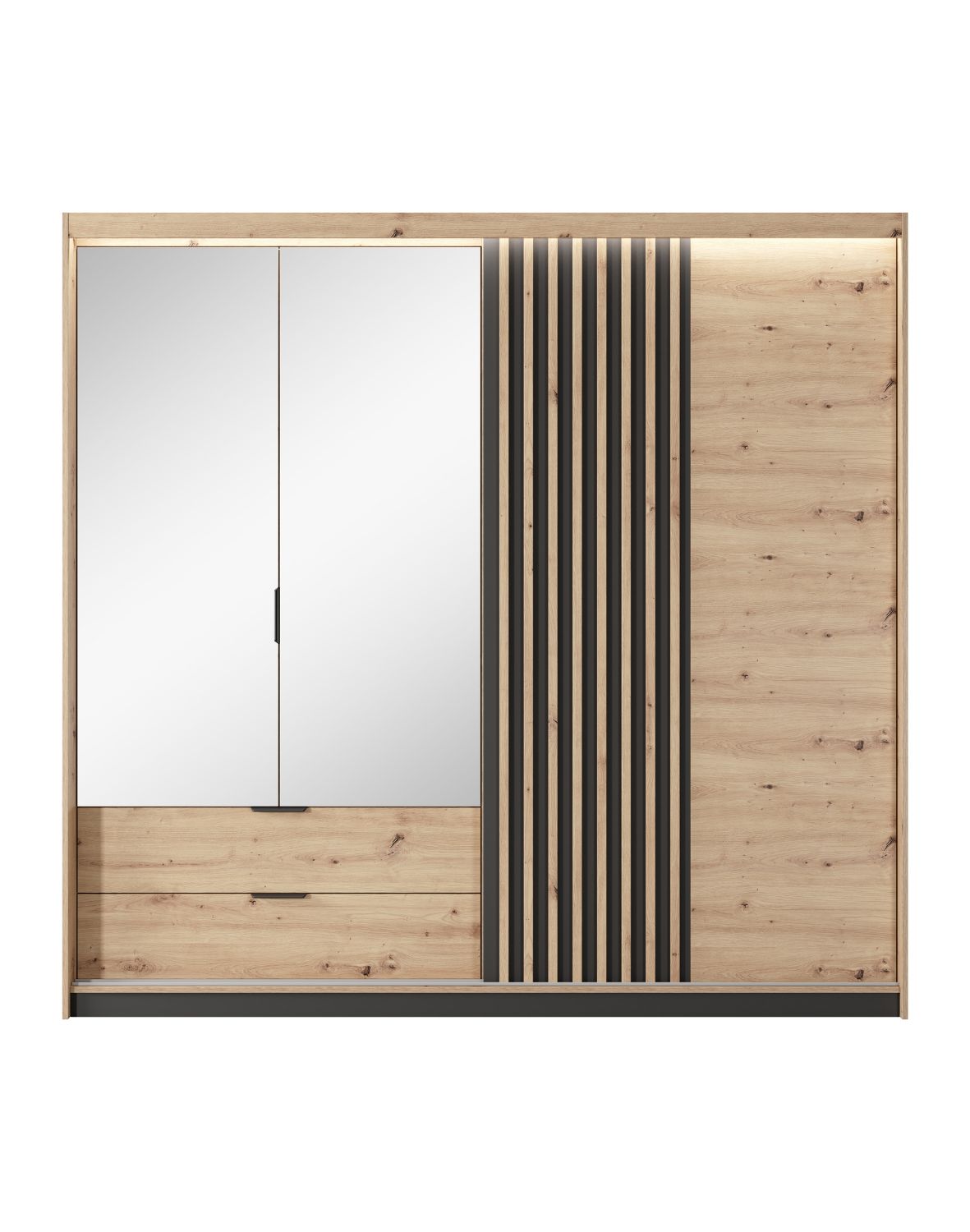 pojemna czterodrzwiowa szafa z lustrem i lamelami tally