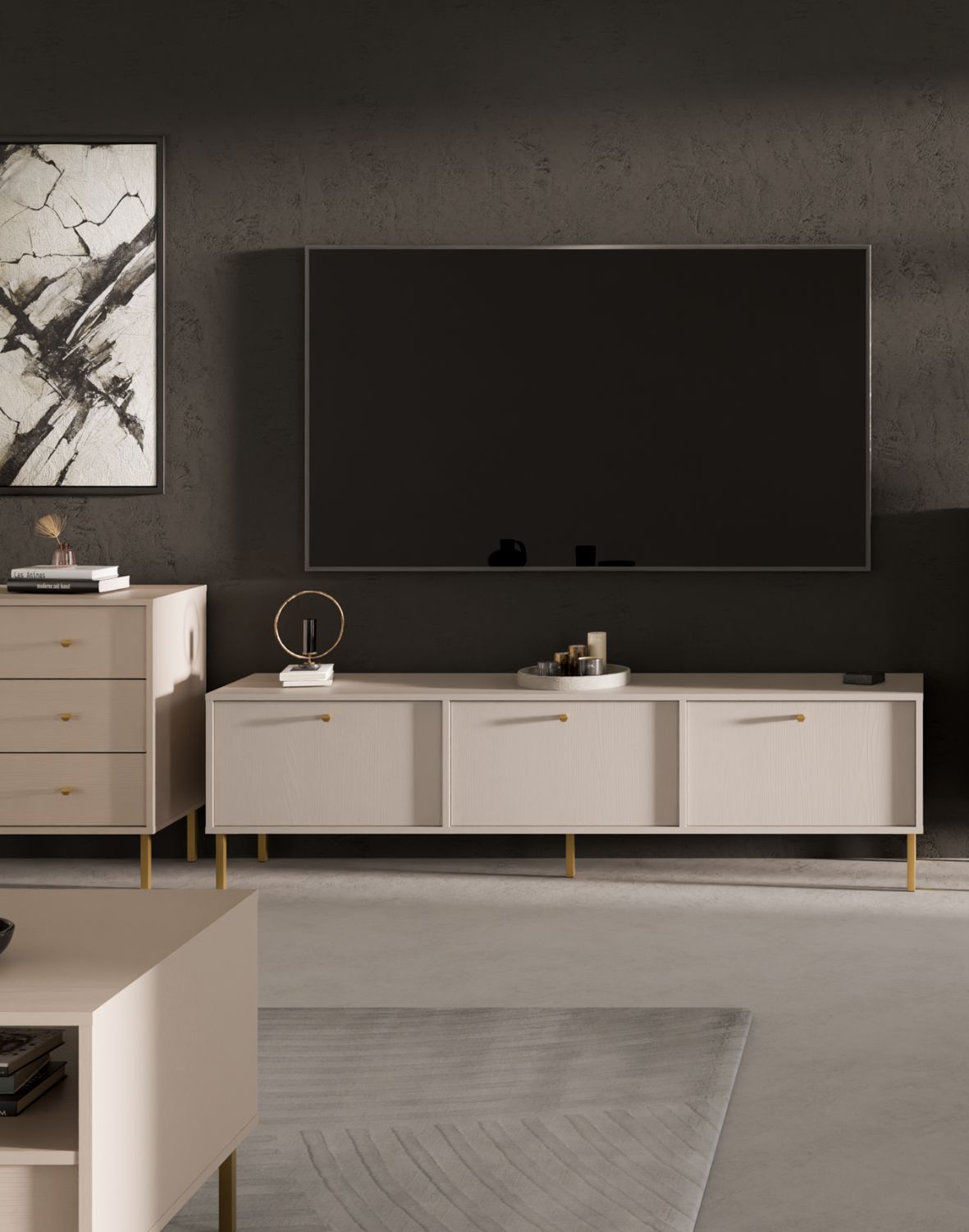 szafka rtv tokyo 2 bez piaskowy 180 cm