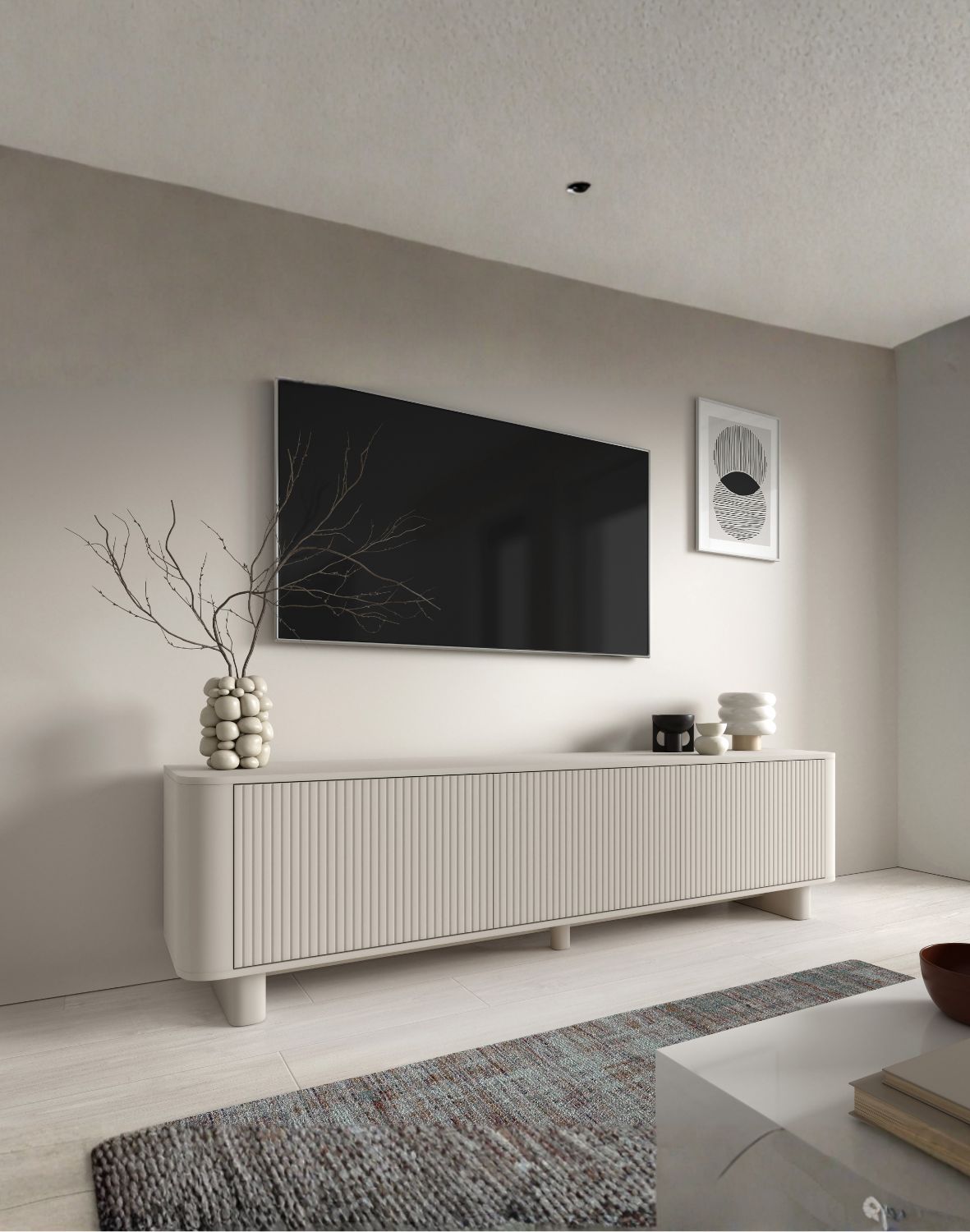 duża szafka rtv na nóżkach kaszmir trenza 200 cm