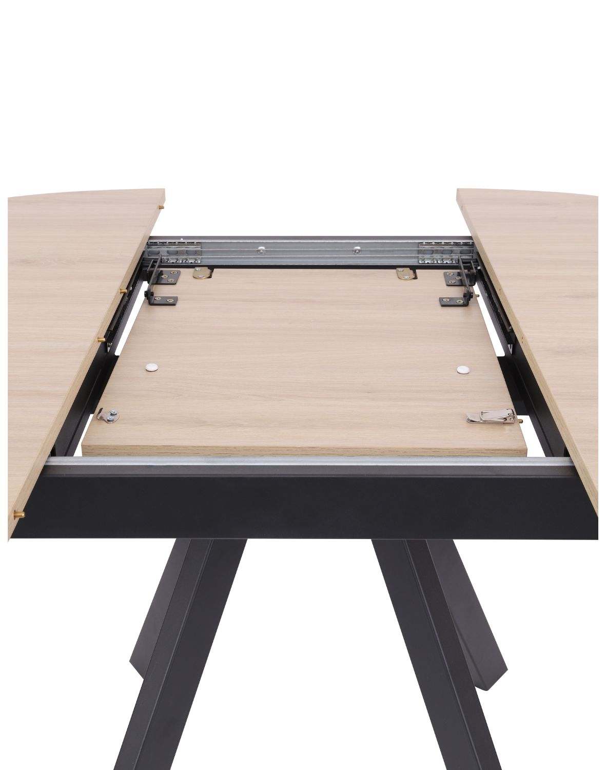 stół rozkładany do jadalni tavo 100-140x100 cm, dąb naturalny z czarnymi nogami