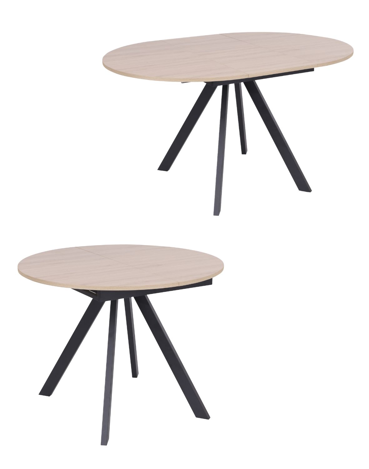 stół rozkładany do jadalni tavo 100-140x100 cm, dąb naturalny z czarnymi nogami