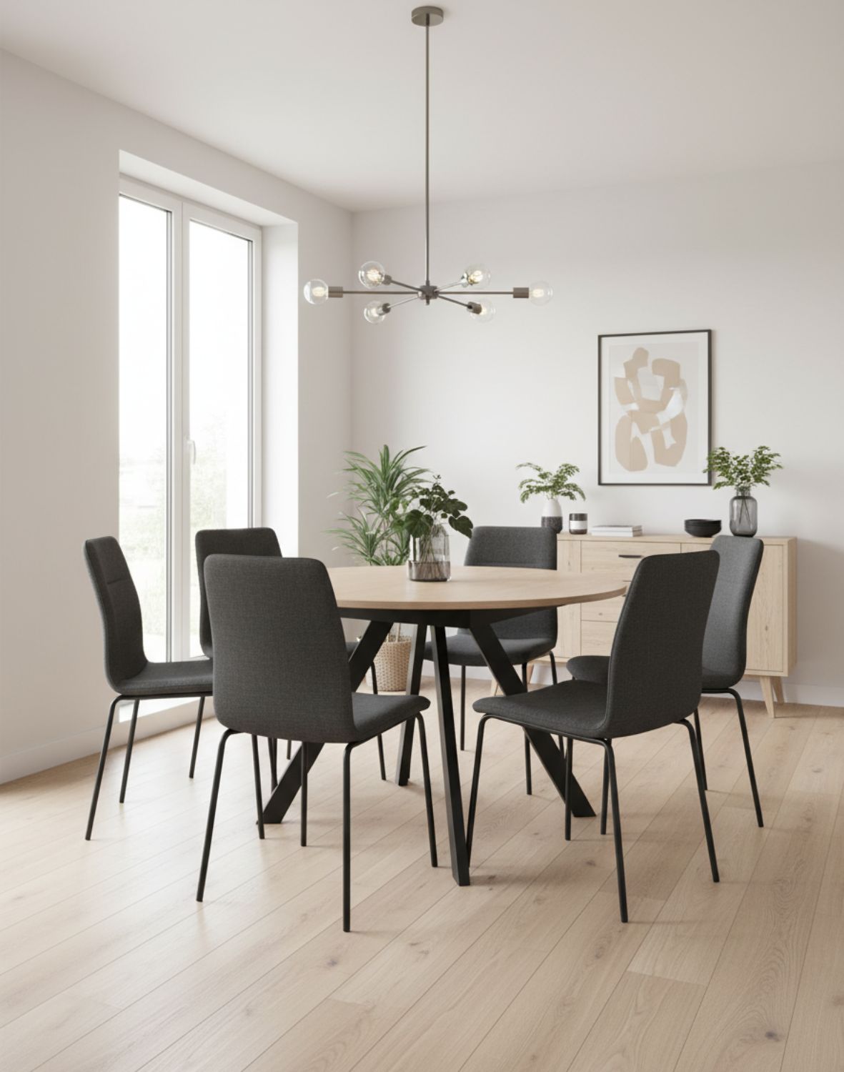 stół rozkładany do jadalni tavo 100-140x100 cm, dąb naturalny z czarnymi nogami