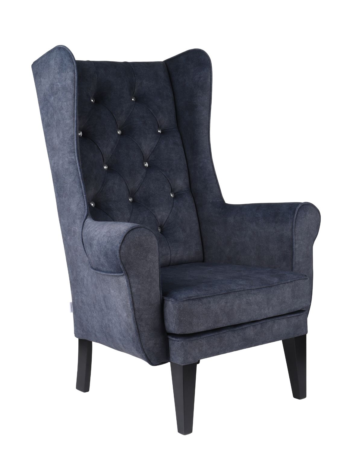 uszak chesterfield granatowy z kryształami zoya 09