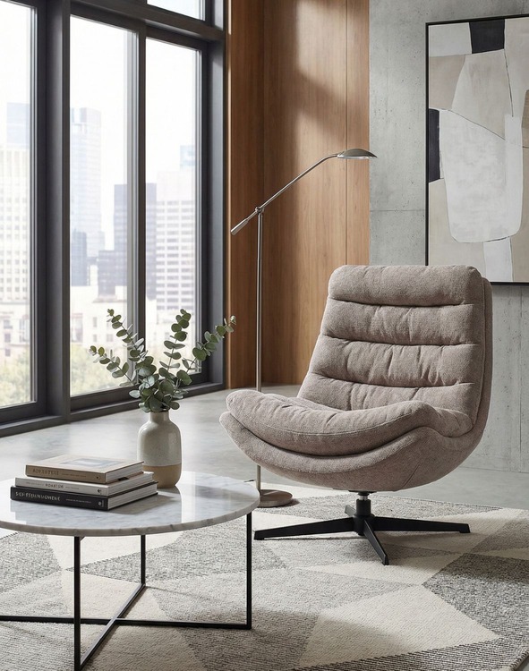 fotel obrotowy calvio, komfort i nowoczesna forma, ciemnobeżowy