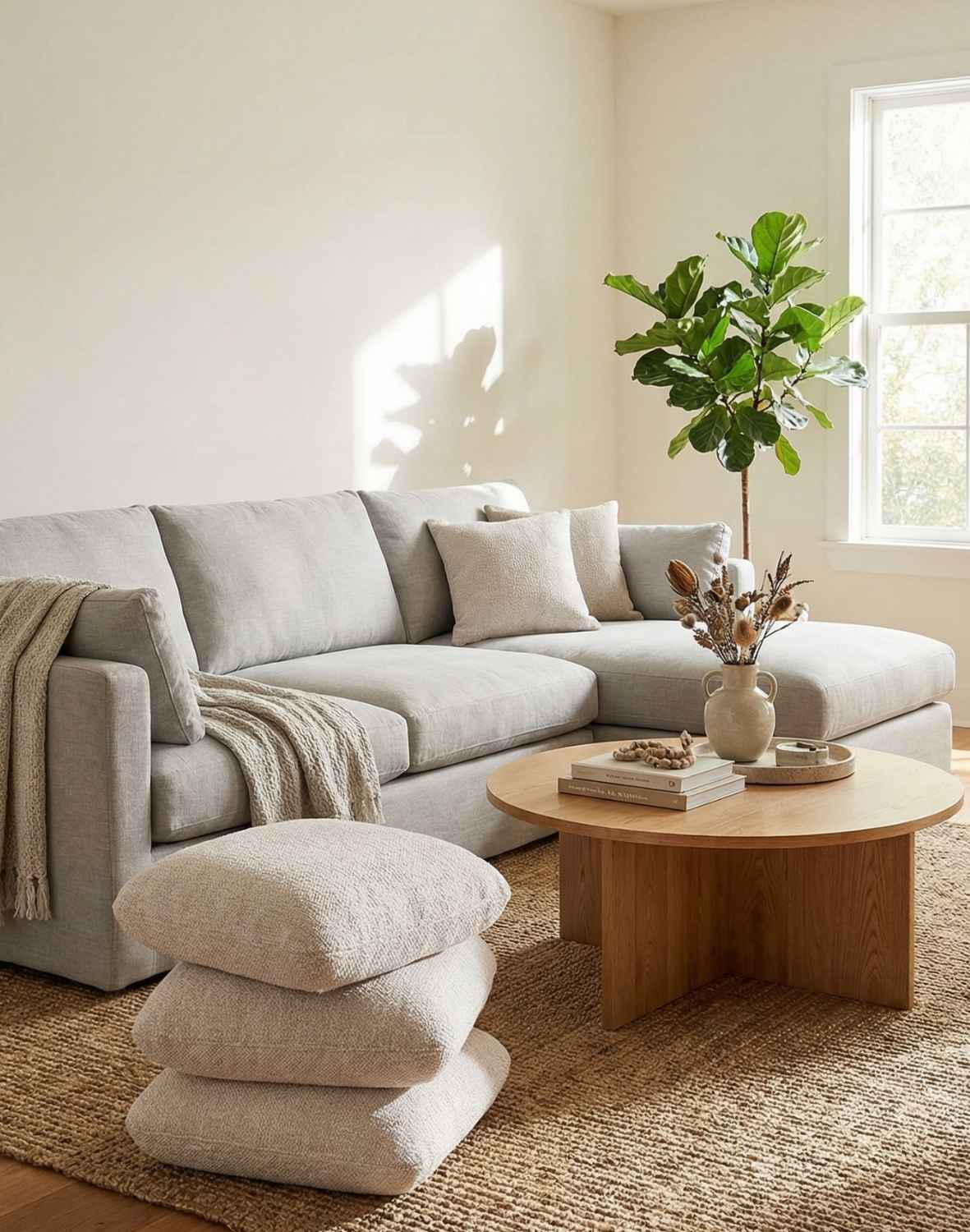 nowoczesna pufa obrotowa vario do salonu, beżowa