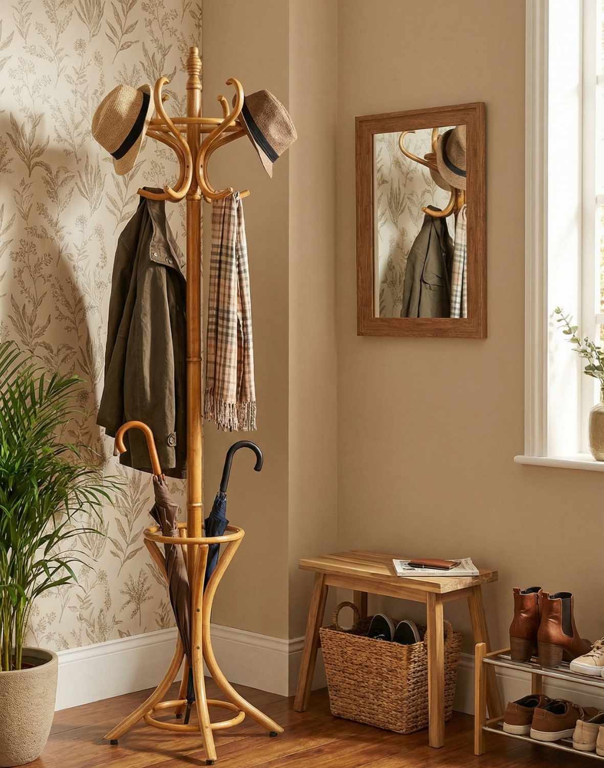 wieszak drewniany na ubrania w30, olcha