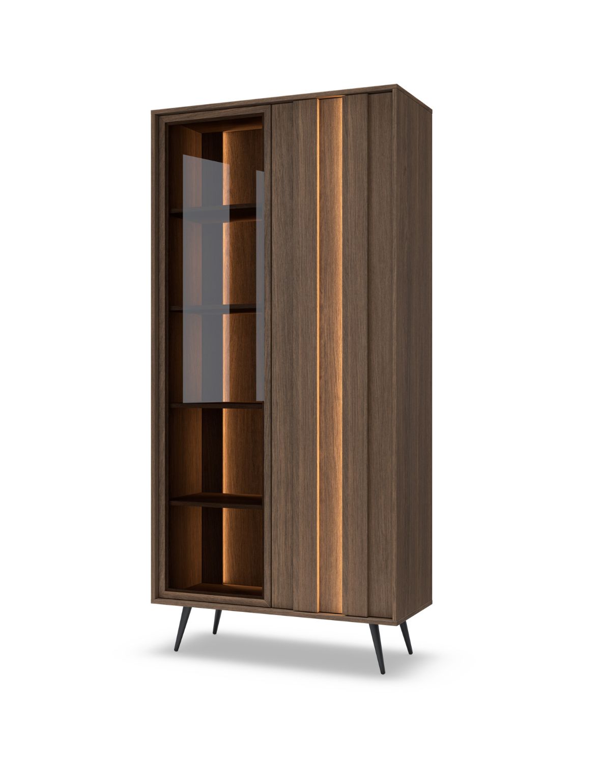 wysoka witryna do salonu amaro dąb dunin z oświetleniem led
