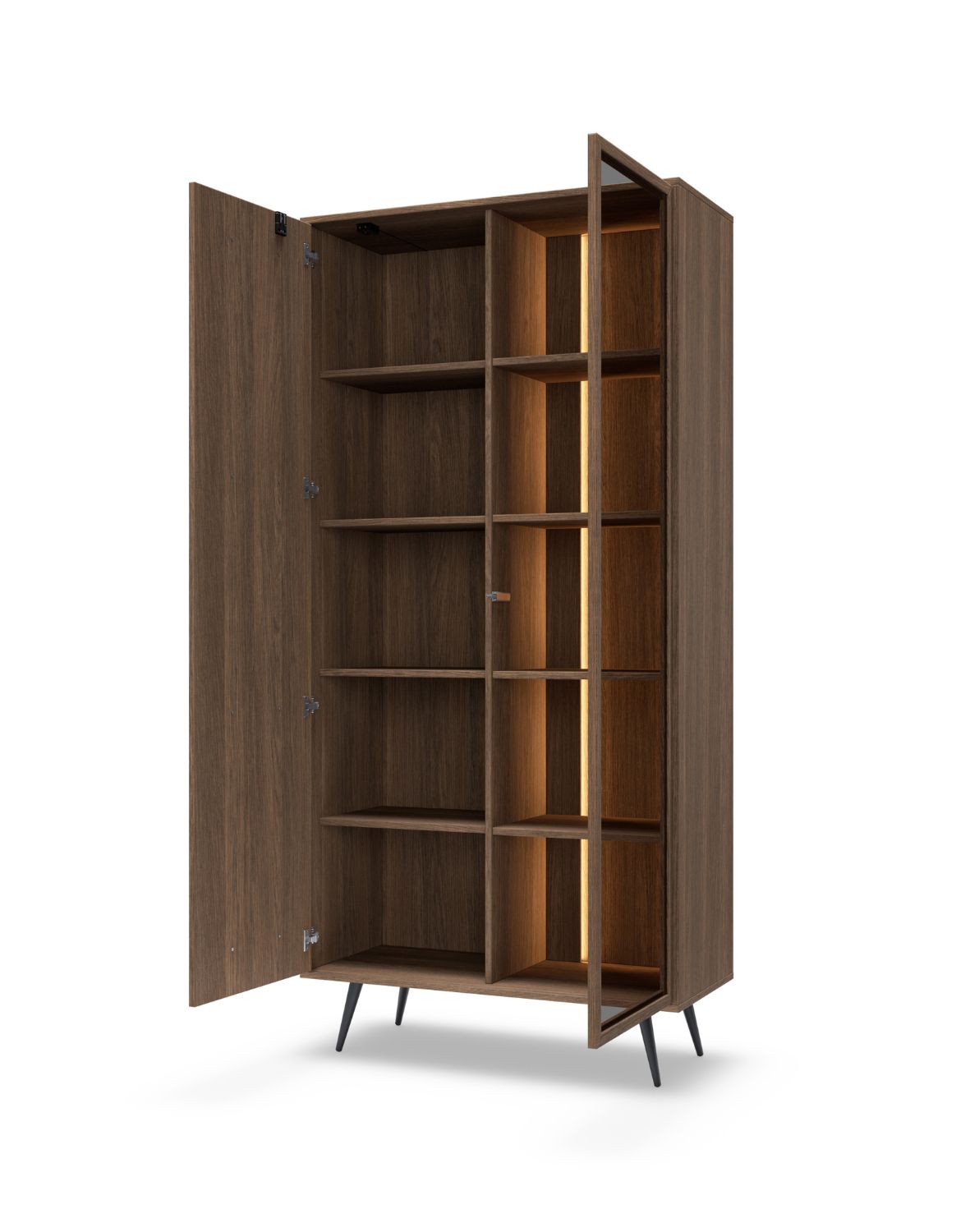 wysoka witryna do salonu amaro dąb dunin z oświetleniem led