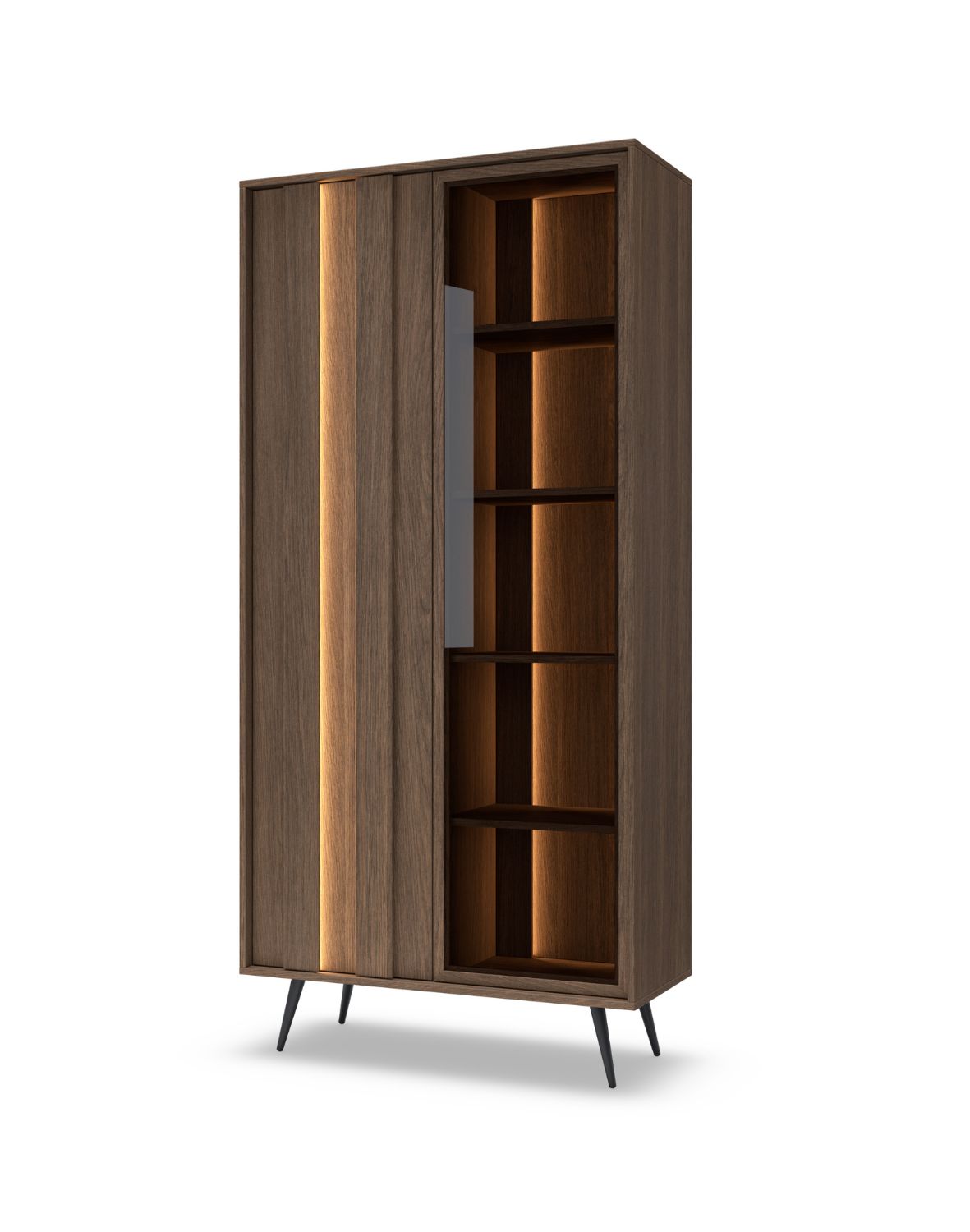 wysoka witryna do salonu amaro dąb dunin z oświetleniem led
