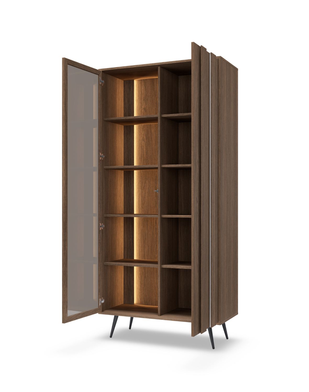wysoka witryna do salonu amaro dąb dunin z oświetleniem led