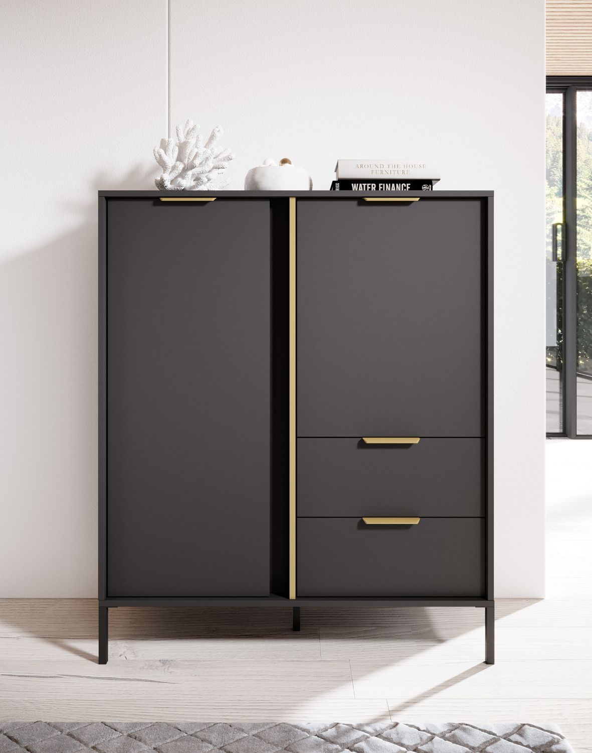 wysoka czarna komoda lars a