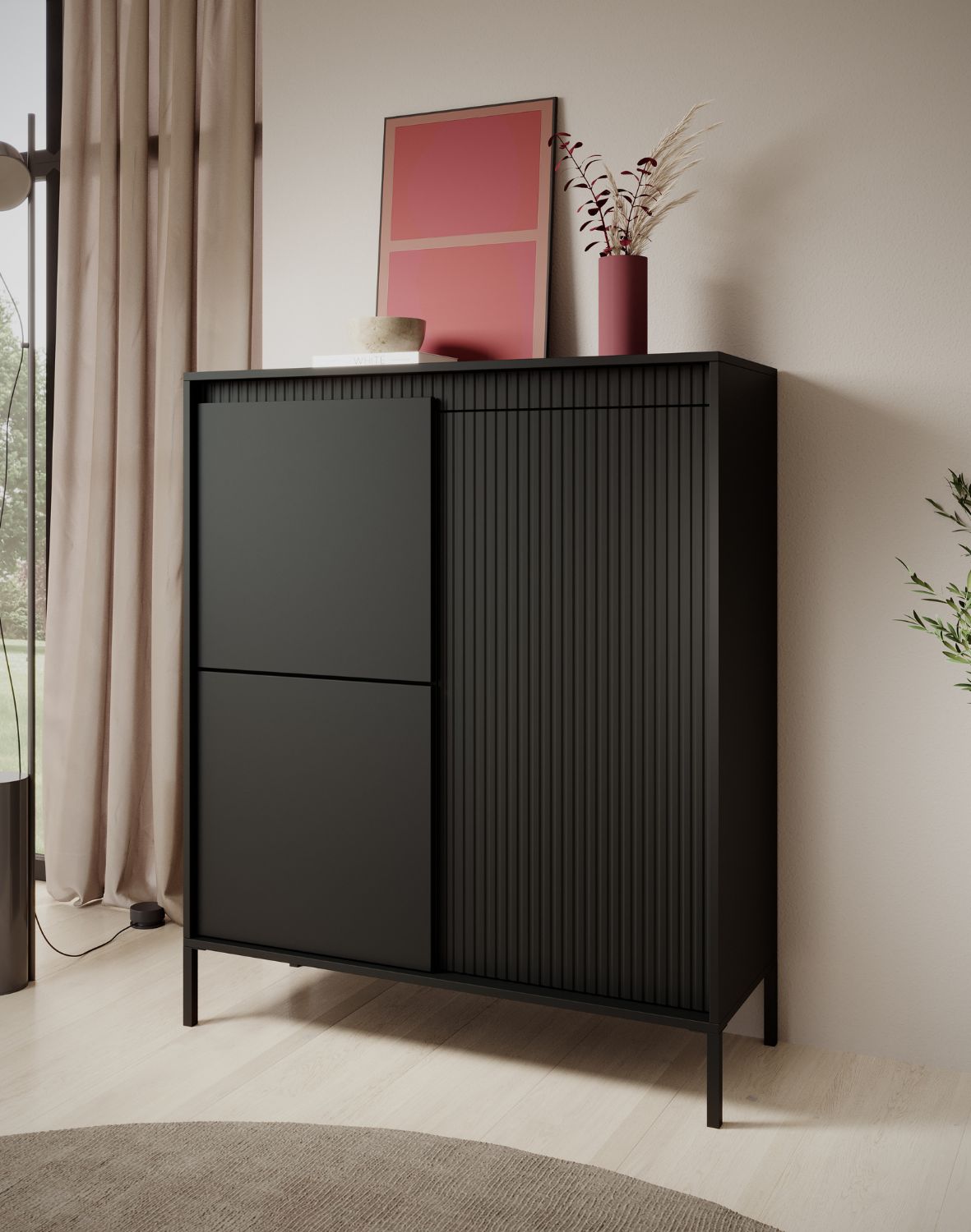 wysoka szafka czarna senso a