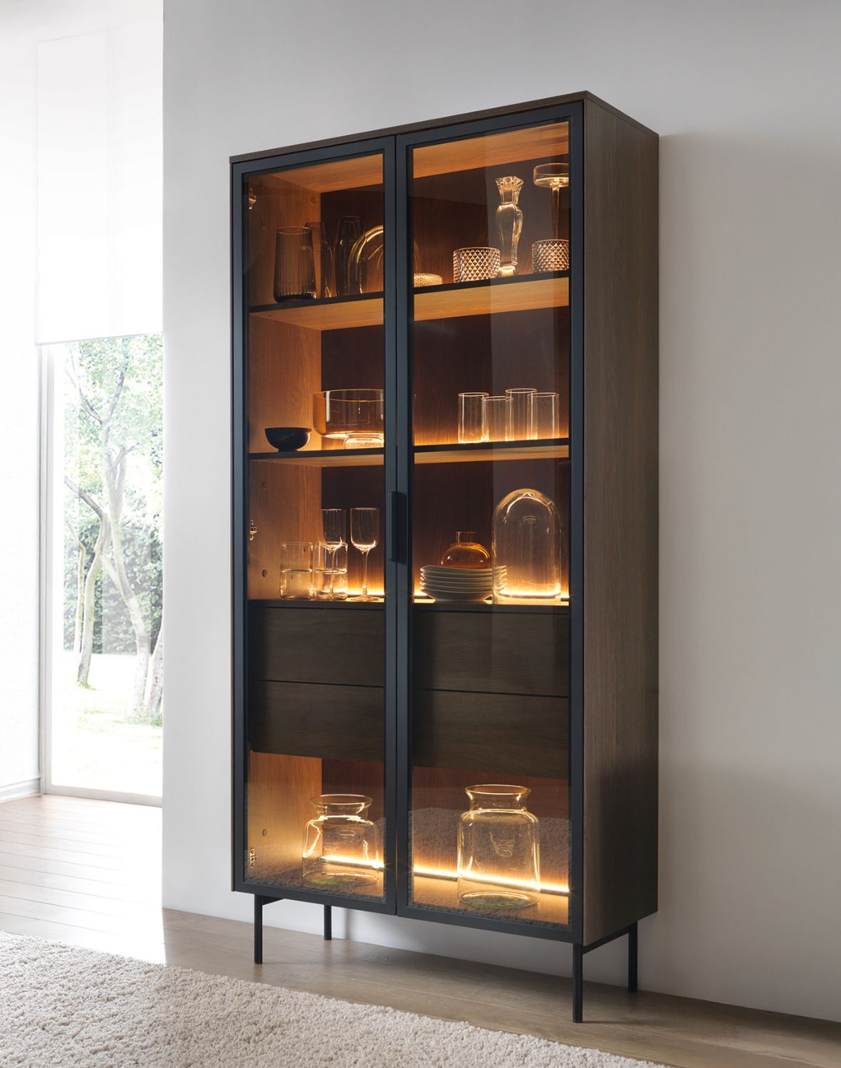 wysoka witryna lumi a dąb dunin z led