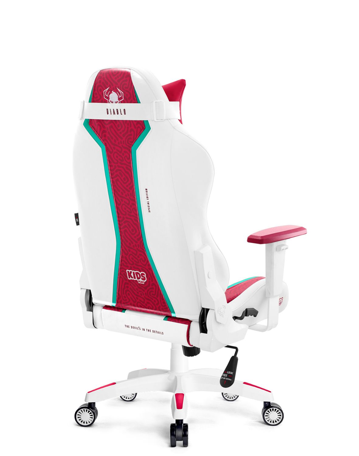 fotel gamingowy diablo-x-one kids dla dzieci candy rose biało-różowy