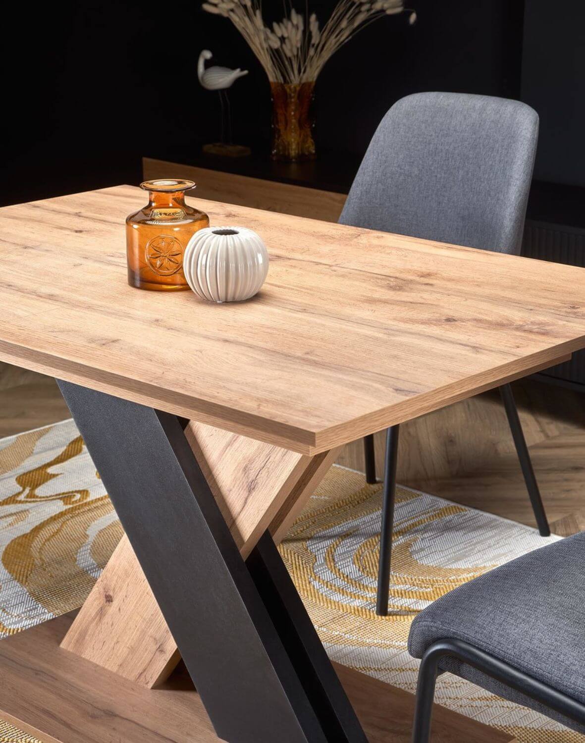 stół rozkładany xarelto (130–175x85 cm), dąb wotan - czarny