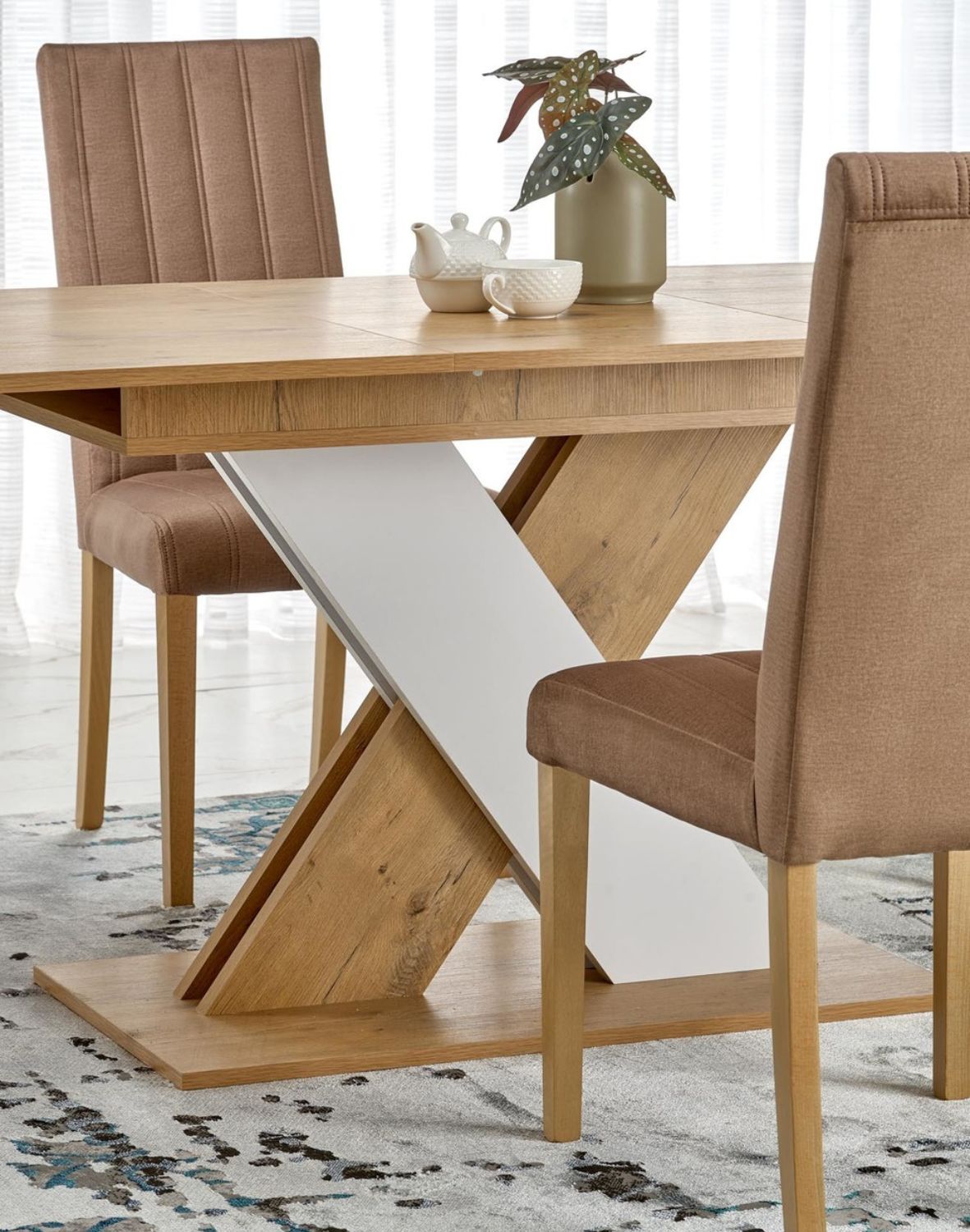 stół rozkładany xarelto (130–175x85 cm), dąb lancelot - biały