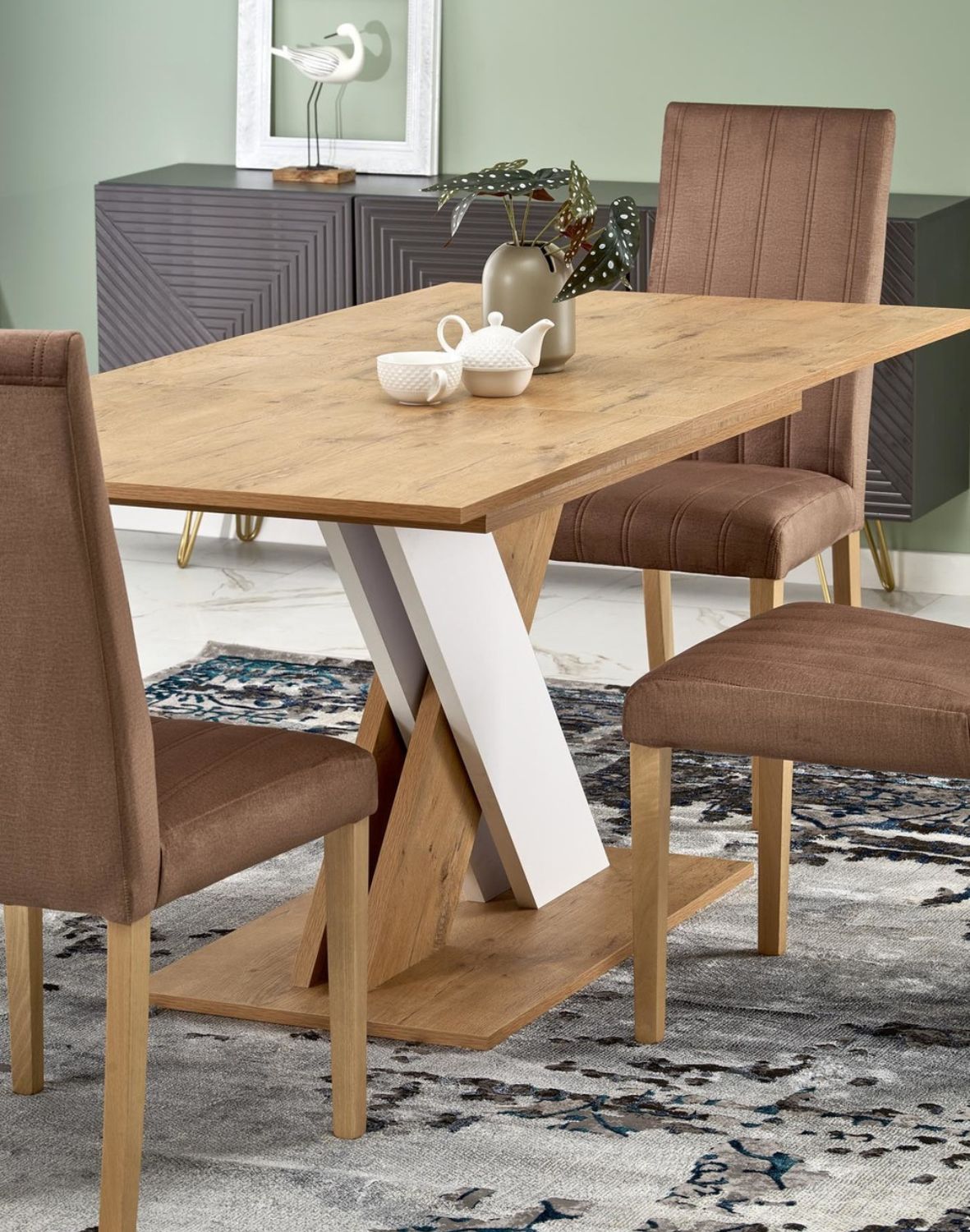 stół rozkładany xarelto (130–175x85 cm), dąb lancelot - biały