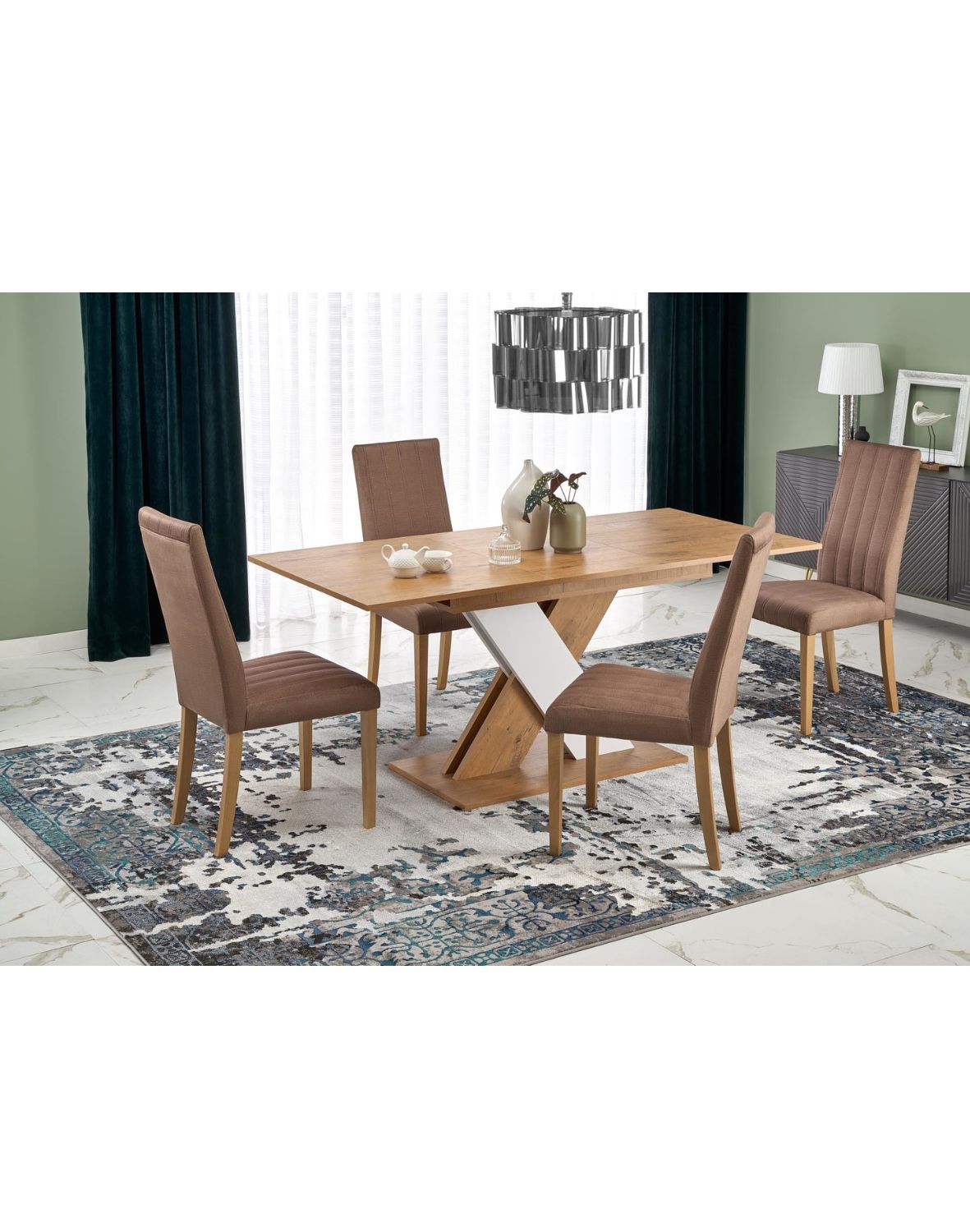 stół rozkładany xarelto (130–175x85 cm), dąb lancelot - biały