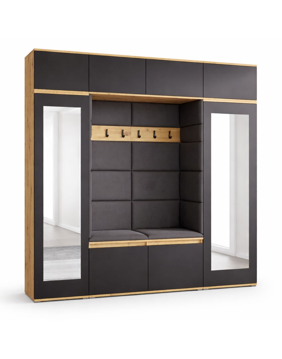 zestaw mebli do przedpokoju emi 32 z listrami i panelami artisan czarny