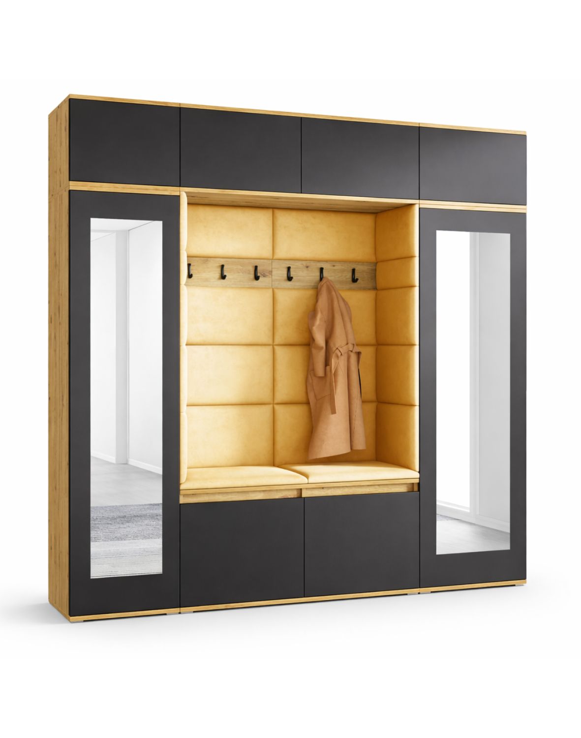 zestaw mebli do przedpokoju emi 32 z listrami i panelami artisan czarny