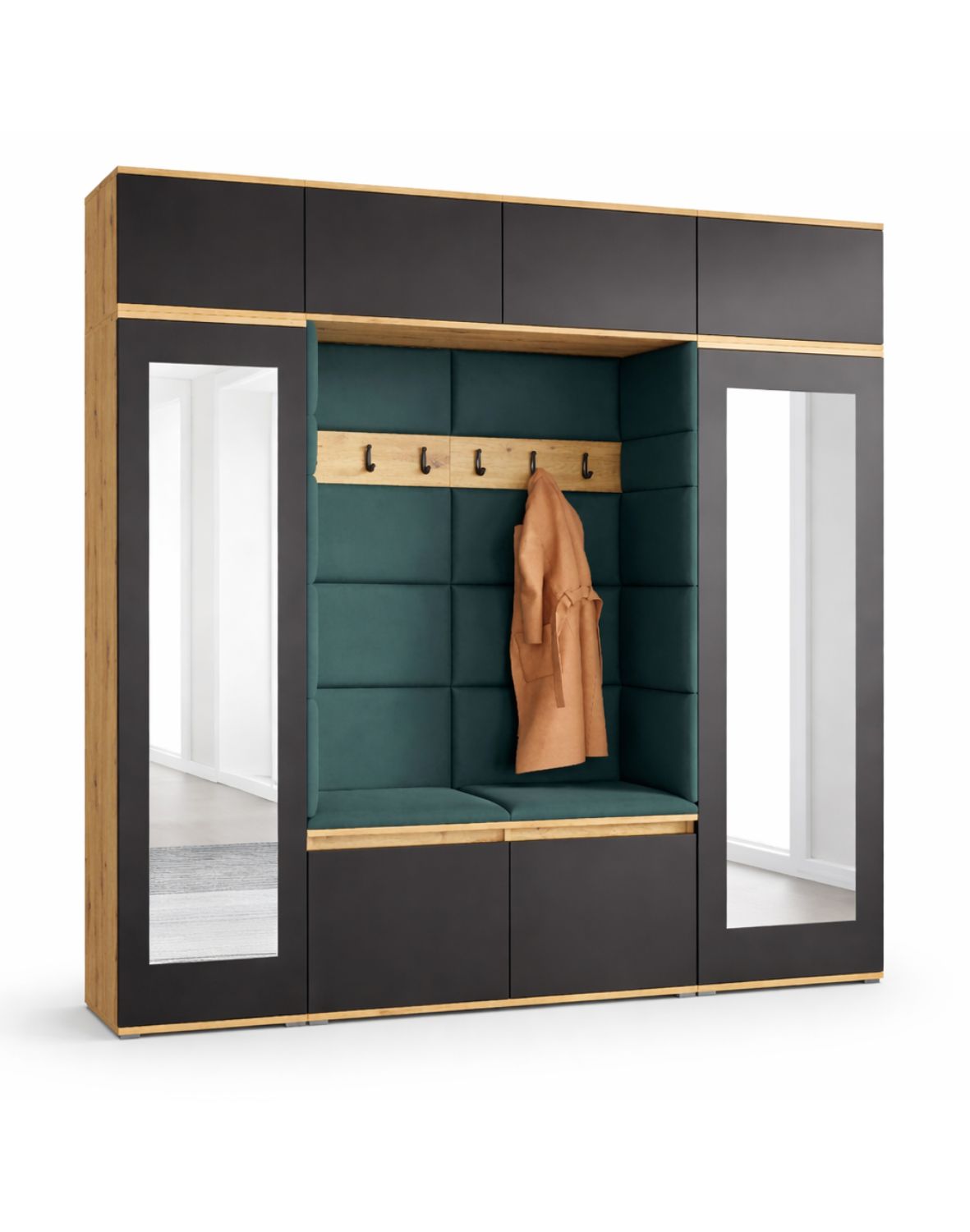 zestaw mebli do przedpokoju emi 32 z listrami i panelami artisan czarny