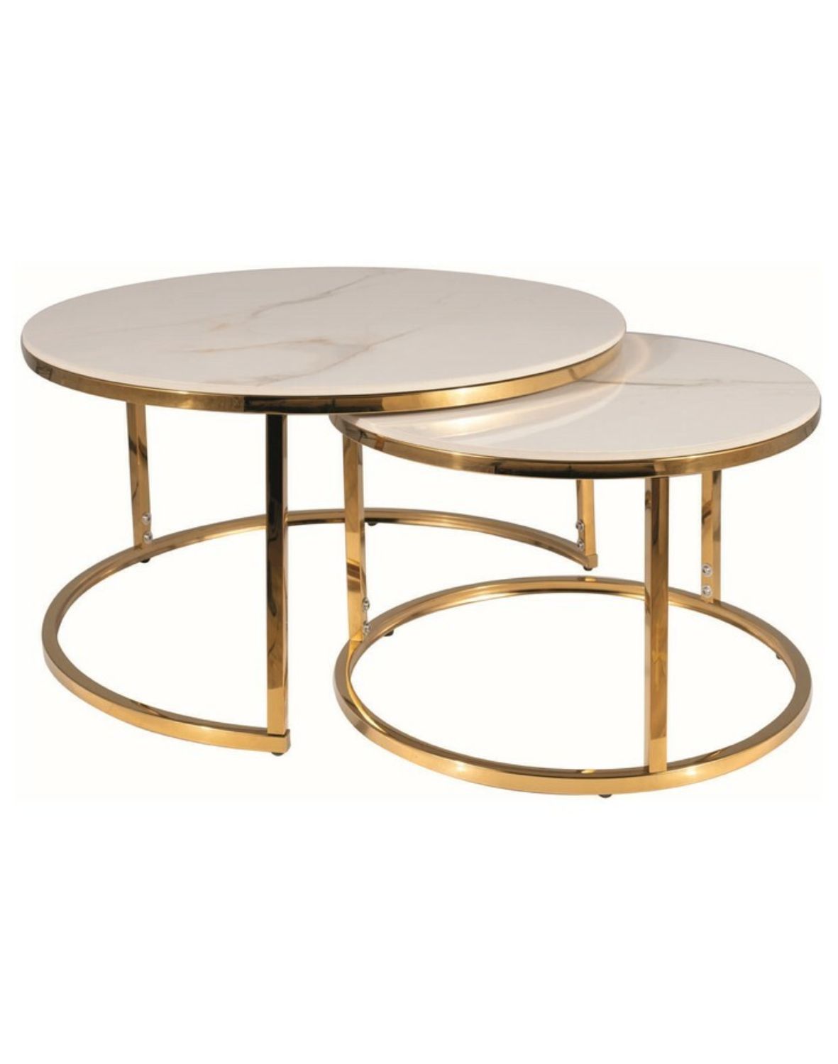 Zestaw ław Portafino A biały efekt marmuru, złoty