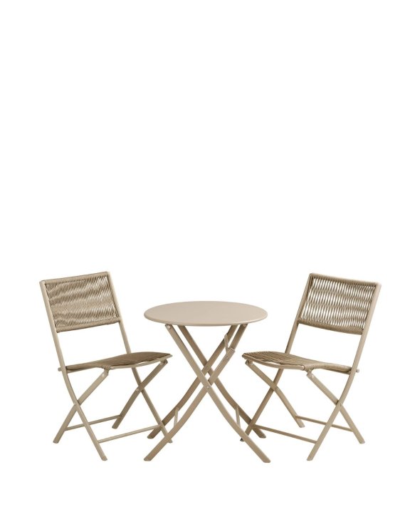 zestaw ogrodowy arcas bistro set, składany stolik i 2 krzesła, taupe