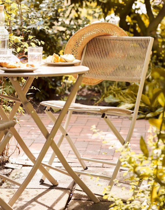 zestaw ogrodowy arcas bistro set, składany stolik i 2 krzesła, taupe