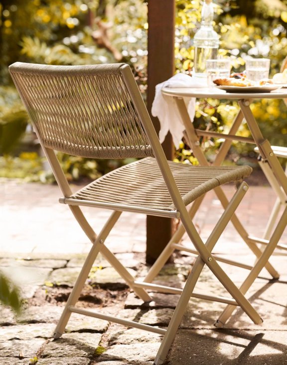 zestaw ogrodowy arcas bistro set, składany stolik i 2 krzesła, taupe