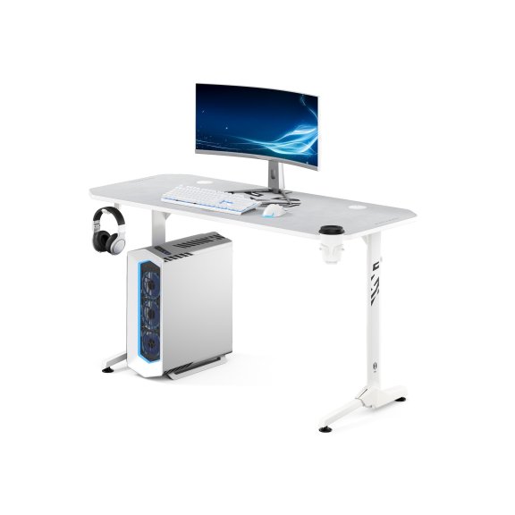 Biurko gamingowe z uchwytem na słuchawki i kubek białe, 140 cm: Diablo X-Mate 1400 1