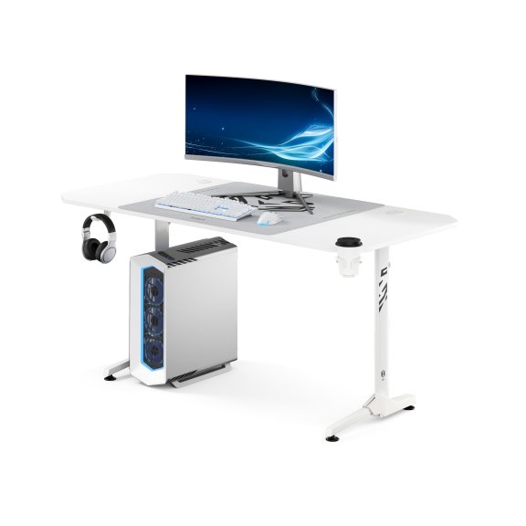 Biurko gamingowe z uchwytem na słuchawki i kubek białe, 160 cm: Diablo X-Mate 1600 1