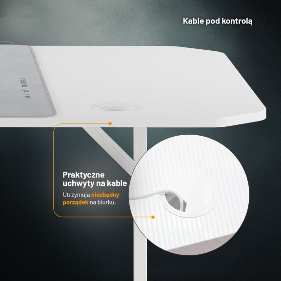 Biurko gamingowe z uchwytem na słuchawki i kubek białe, 160 cm: Diablo X-Mate 1600 4