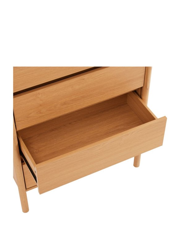 wysoka komoda blair z 5 szufladami (cd02) naturalny dąb 70x118 cm