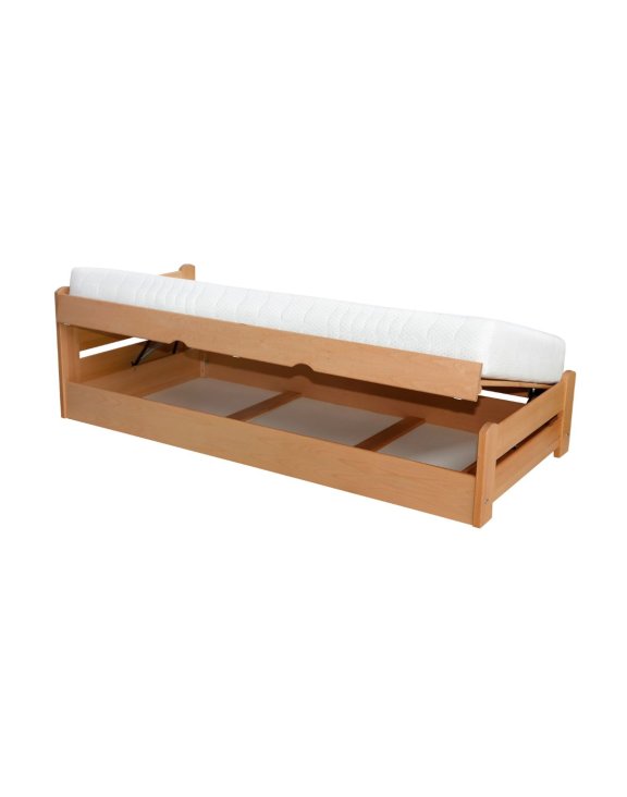 drewniane łóżko jednoosobowe z pojemnikiem relax 90x200