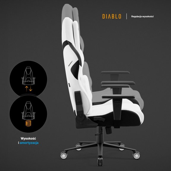 Fotel gamingowy biały z chłodzącym siedziskiem, Normal Size: Diablo X-One Prime Ghosted White 16