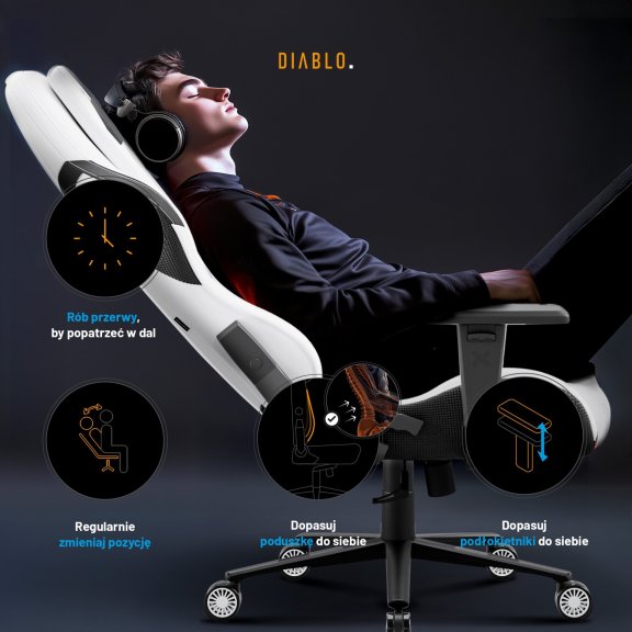 Fotel gamingowy biały z chłodzącym siedziskiem, Normal Size: Diablo X-One Prime Ghosted White 8